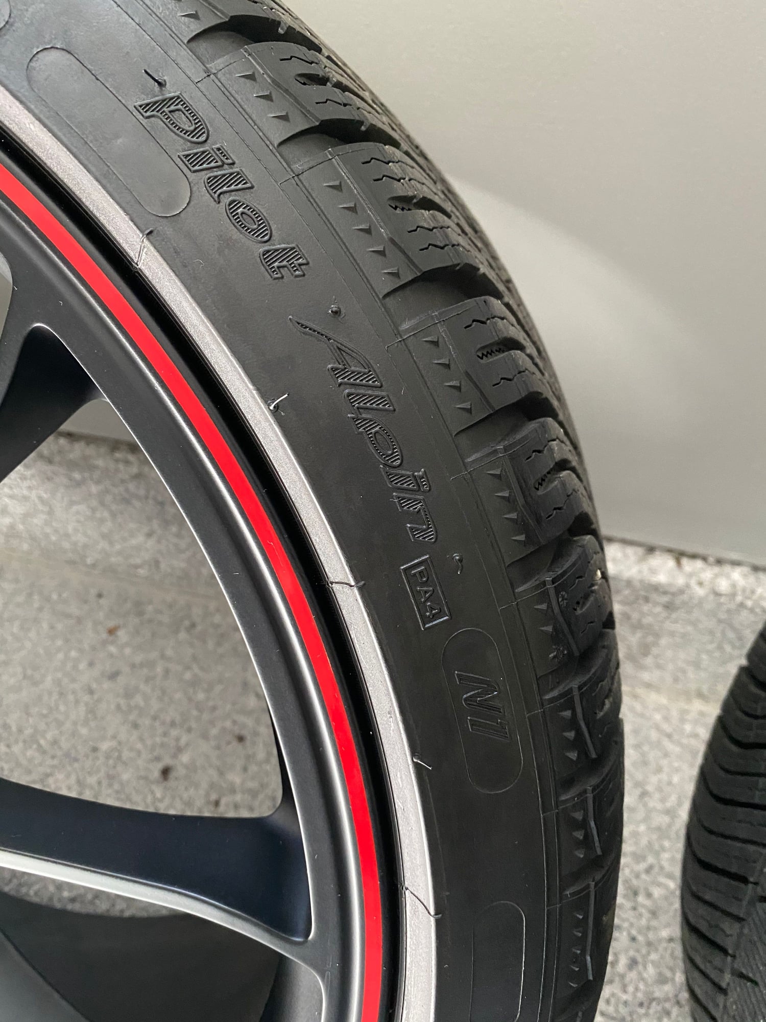 Wheels and Tires/Axles - Selling 991.2 GT3 OEM Black Red Pinstripe wheels with Michelin Alpin Winter Tires - Used - 2013 to 2020 Porsche GT3 - Barrington, IL 60010, United States