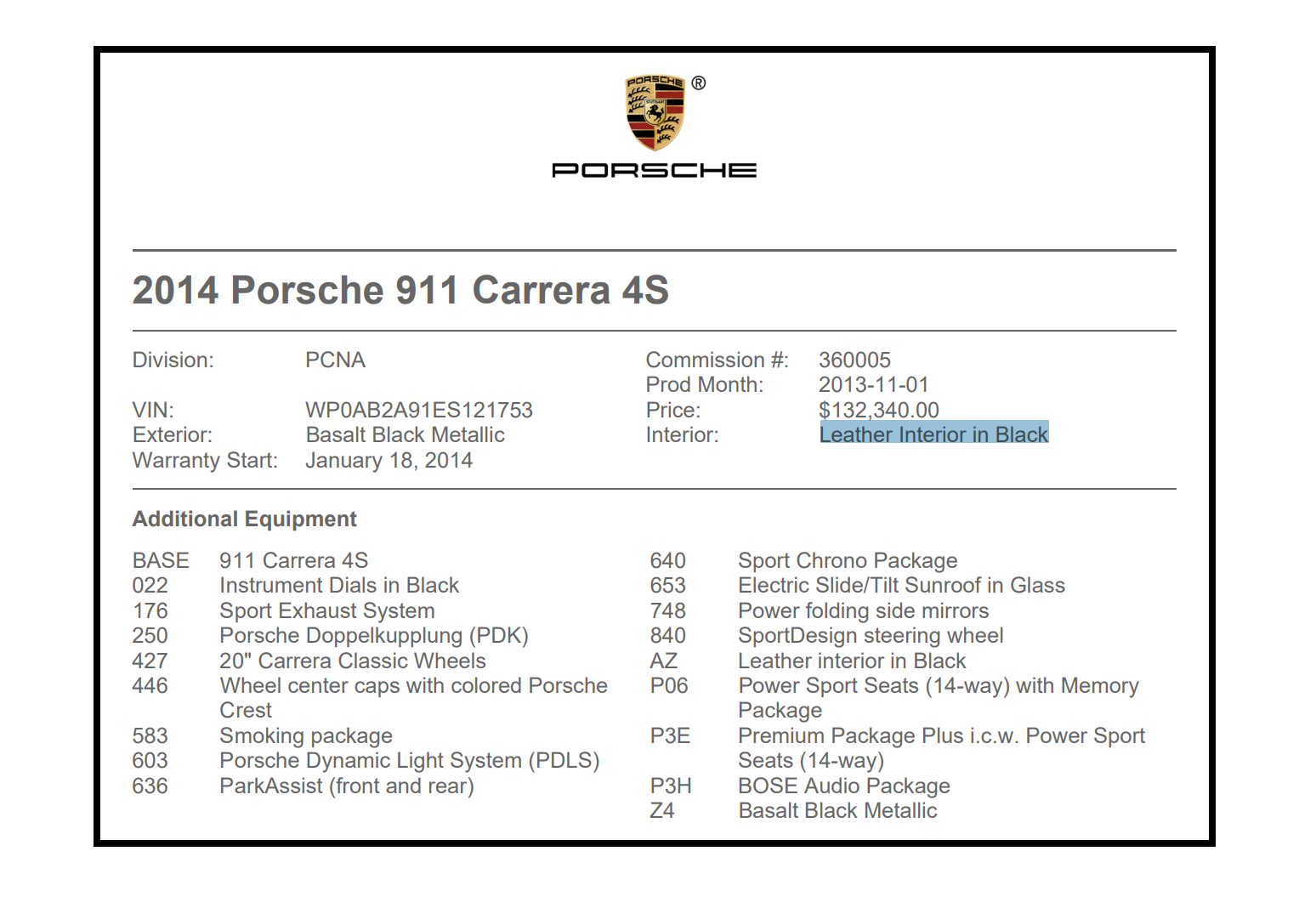 2014 Porsche 911 - 2014 911 C4S CPO until 2020 w/ PDK, Sport Chrono, Sport Exhaust, MSRP $132,340 - Used - VIN WP0AB2A91ES121753 - 22,000 Miles - 6 cyl - AWD - Automatic - Coupe - Black - Canton, MI 48187, United States