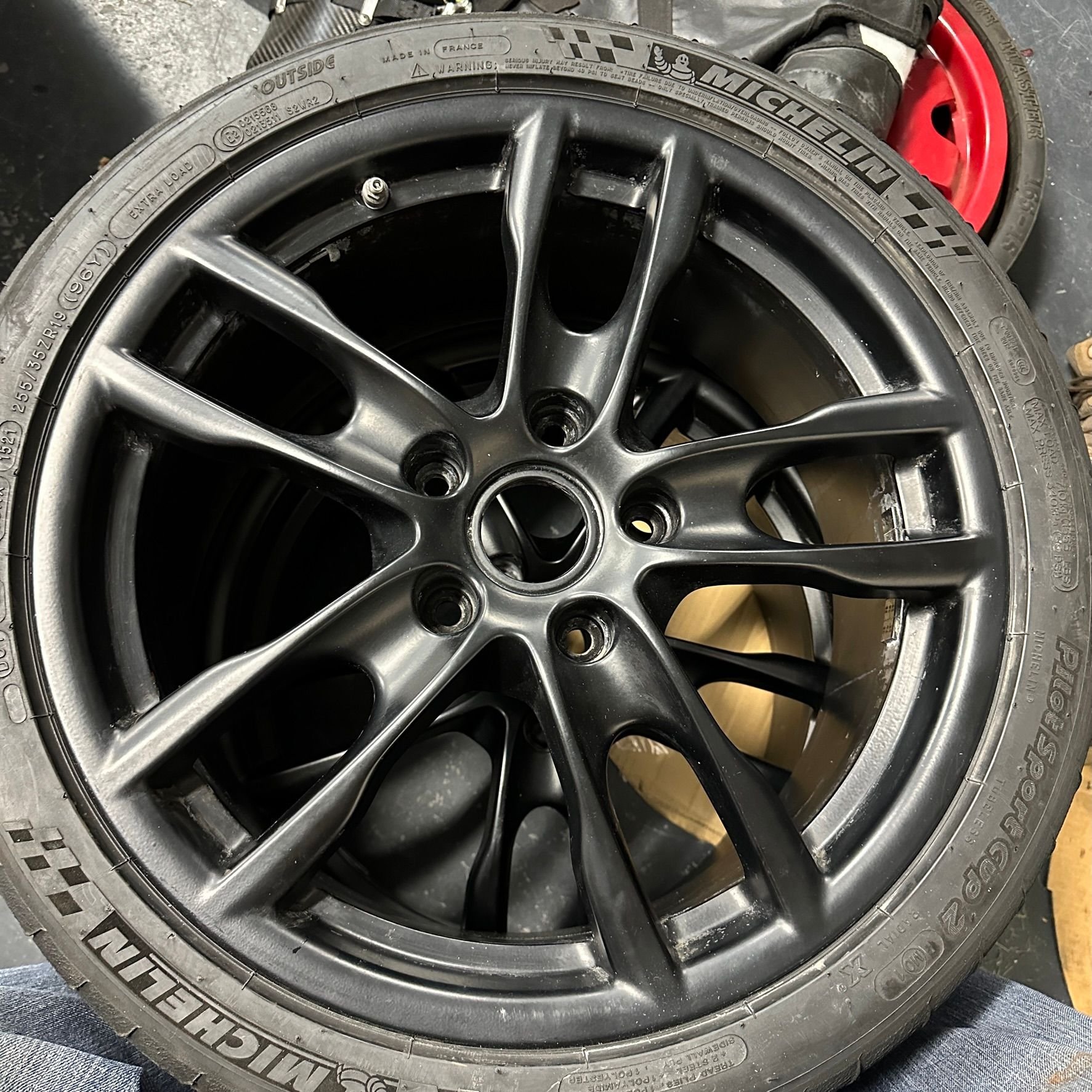 Wheels and Tires/Axles - Stock 981 Cayman S wheels powder coated black with used Cup 2's - Used - 2013 to 2016 Porsche Cayman - Clifton, NJ 07011, United States