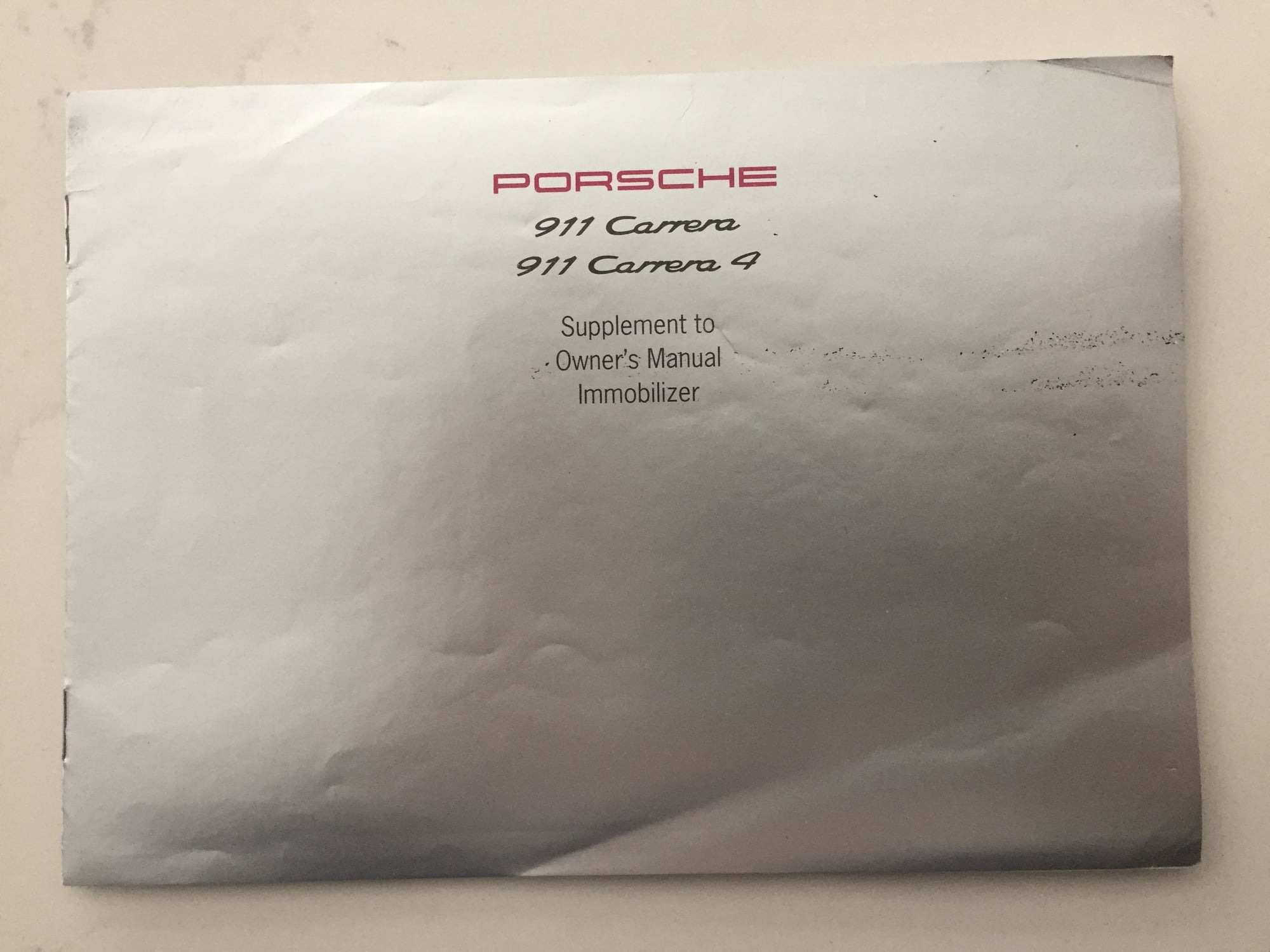 Miscellaneous - Porsche 993 Carrera 911 Immobilizer Supplement to Owners Manual - Used - 1995 to 1998 Porsche 911 - Wayne, PA 19087, United States