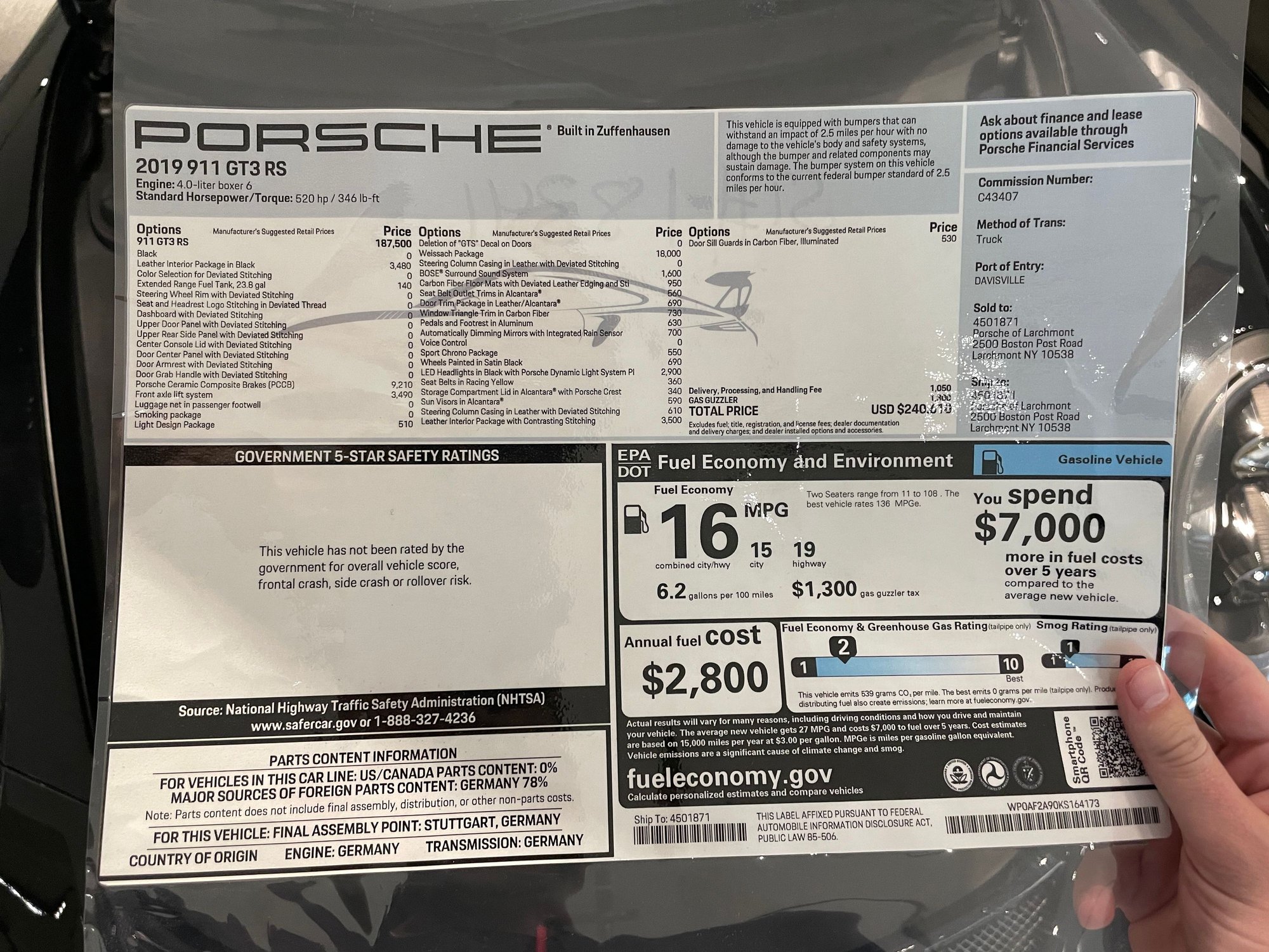 2019 Porsche 911 - Under 1,800 MILES + CPO 2019 GT3 RS (Black/ Weissach Package) - Used - VIN WP0AF2A90KS164173 - 1,785 Miles - 2WD - Automatic - Coupe - Black - Bellevue, WA 98004, United States