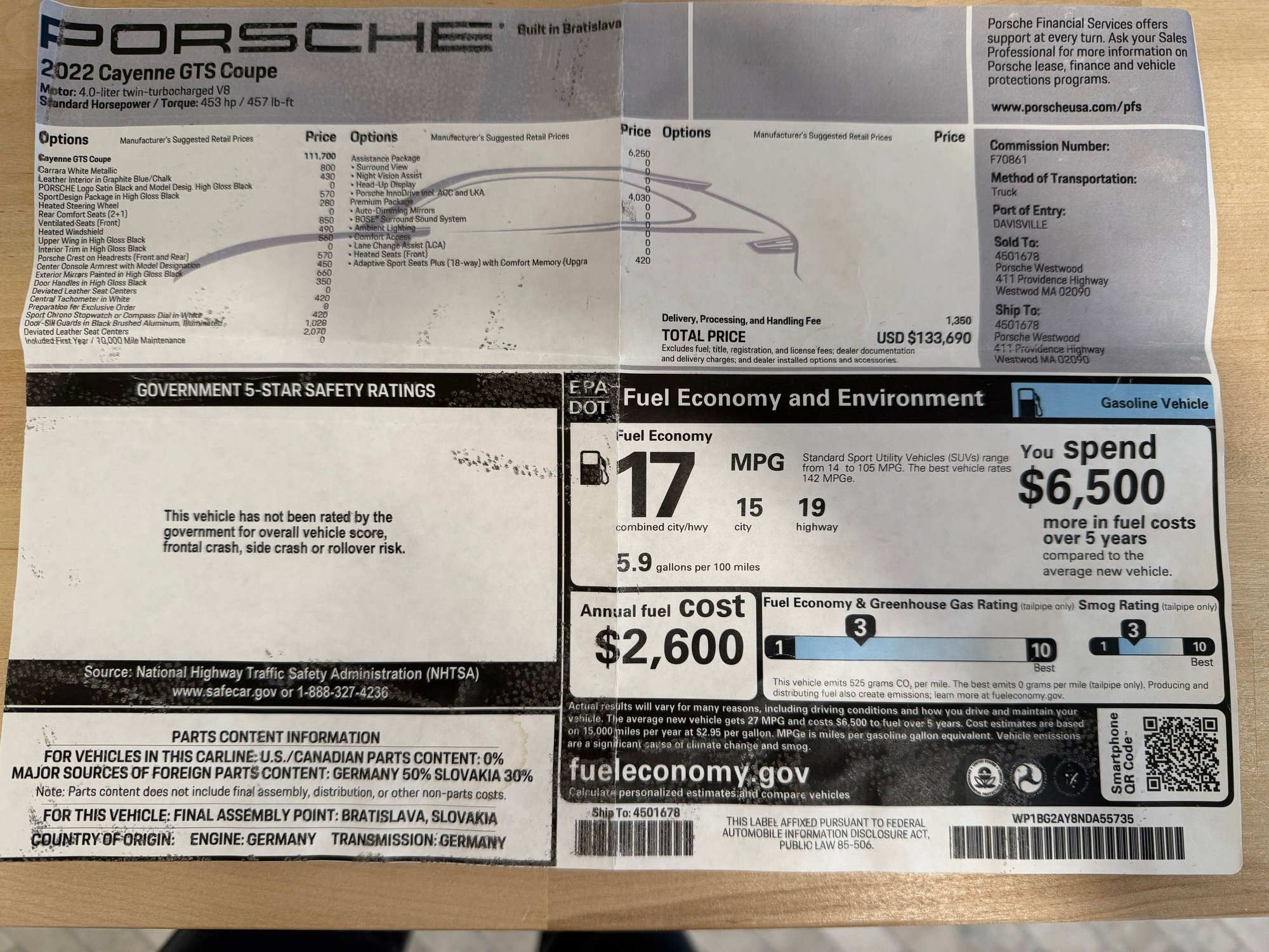 2022 Porsche Cayenne - 2022 Cayenne Coupe GTS White, Graphite/Chalk Interior, Premium, Assistance & More - Used - VIN WP1BG2AY8NDA55735 - 30,500 Miles - 8 cyl - AWD - Automatic - SUV - White - Boston, MA 02129, United States