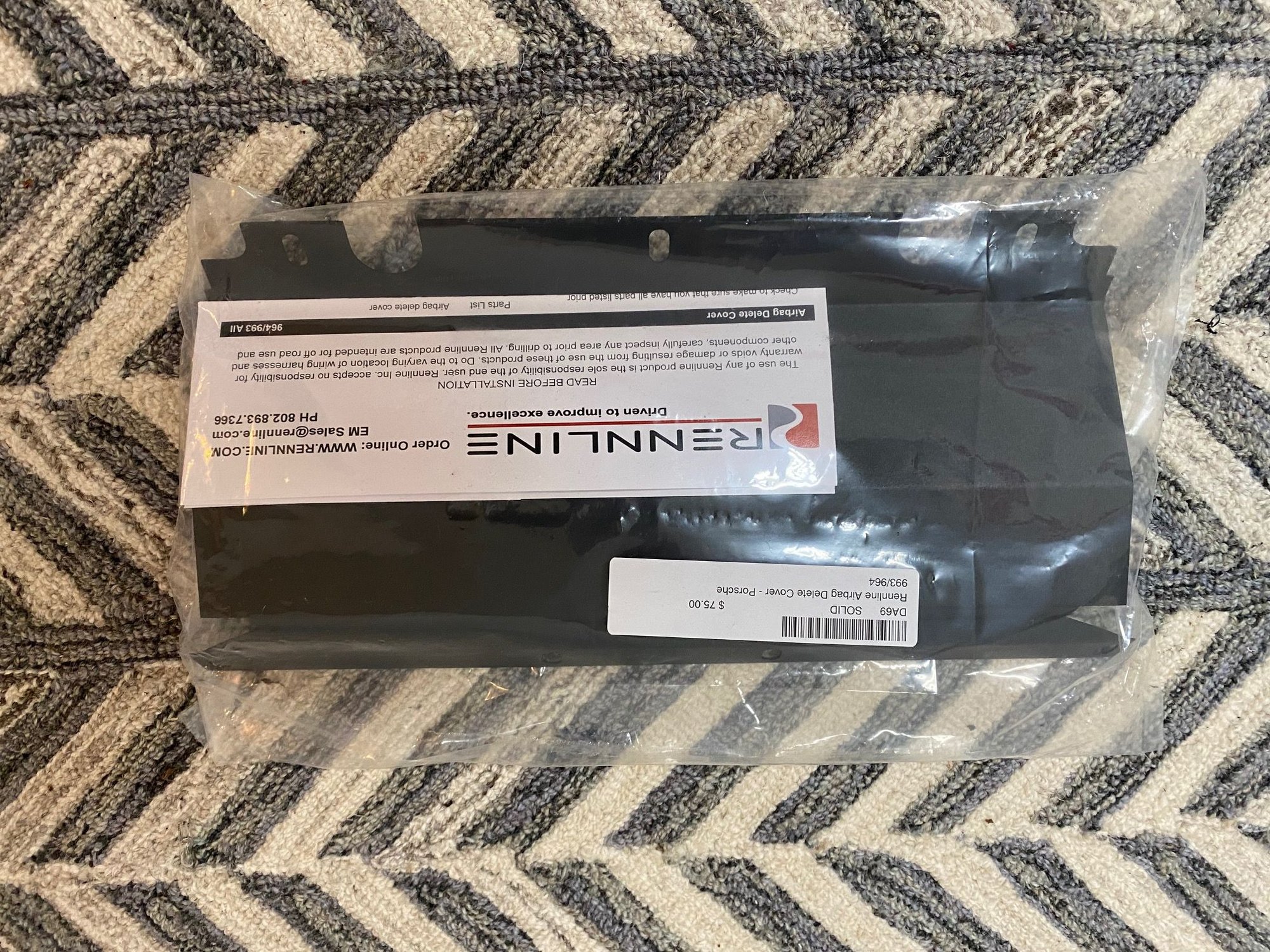 Interior/Upholstery - Rennline Air Bag delete solid black - Brand New, never opened 993/964 - New - 1989 to 1998 Porsche 911 - Portland, OR 97229, United States