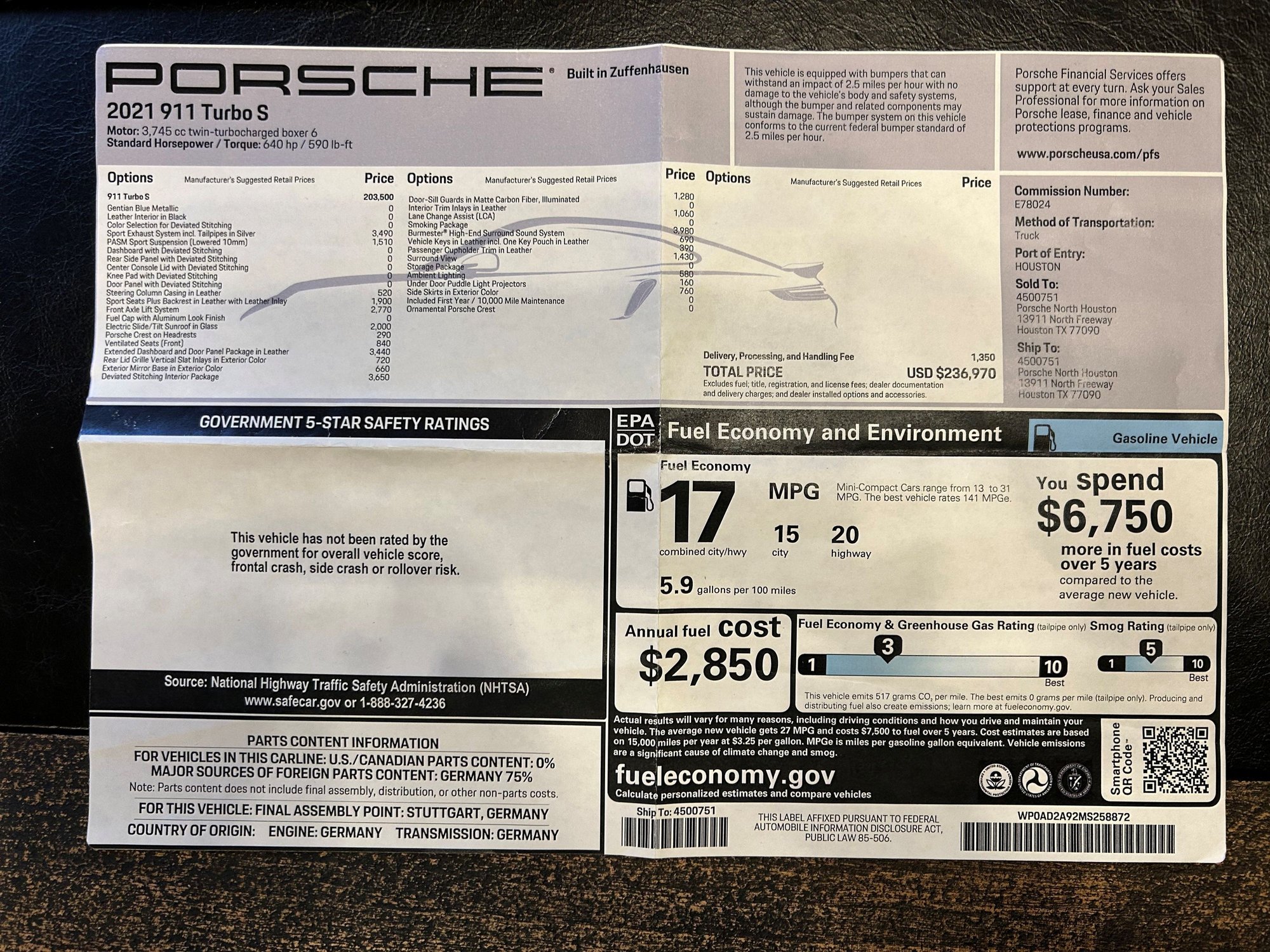 2021 Porsche 911 - 2021 992.1 Turbo S Coupe; Gentian Blue, 9K mi, perfect! - Used - VIN WPOAD2A92MS258872 - 8,900 Miles - Coupe - Blue - Franklin, TN 37069, United States
