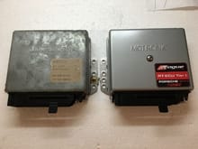 Stock DME (left) removed and placed next to the new Rogue ECU.