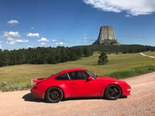 My 14 year old daughter and I climbed summited Devils Tower yesterday. She snapped this pic as we left. 