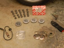 oe pulley assy, caps & steel nuts for the extra wheel set, extra cat sensor. extra cat gasket, rear seat buckle