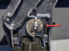 Arrows show the new location relative to the factory position