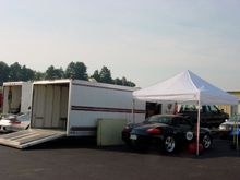 Next to its home away from home a GoldRush trailer.