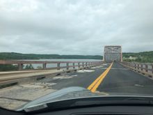 Crossing Hwy 86 bridge over Table Rock Lake, as you can see quite the overcast morning.  Kept a keen eye on radar.