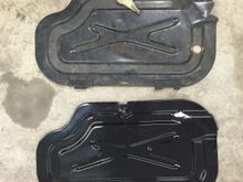 The top lid is from an 89 S4 and has a male and female hinge on it. 
The bottom lid I'd from an 87 S4 and has a female and male hinge on it.