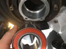 New bearing about to be pounded in with seal/race tools
