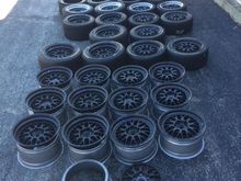 great shape bbs 
5 lug or single lug 
black andiozed 2,400 a set 