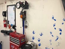 My son's tiny toolbox, my garage-only Dyson, white board, and Western Electric 302 telephone.
I used to have a second large toolbox for the car ministry here, but gave it and a lot of my tools to a recent high school graduate who wants to become a mechanic. 