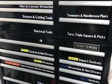 Close up of my toolbox.  I recently used my Cricut to create custom labels for the drawers.