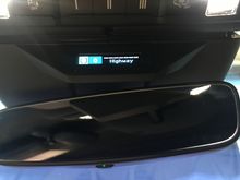 custom display mount above rear view mirror