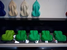 From left to right: Green Yellow (Gelbgrun), Viper, Signal, Pure Green, Green