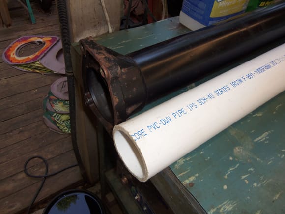 3" OD PVC pipe for pushing cleaning rag through the torque tube. 