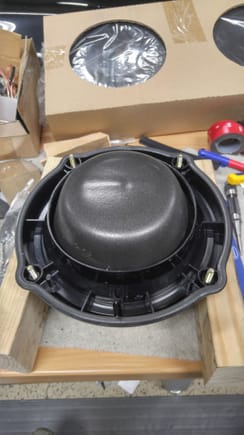 Speaker installed into mount with baffle