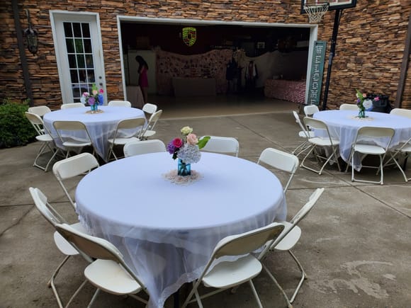 Moved the tables out after the rain and had a great party 