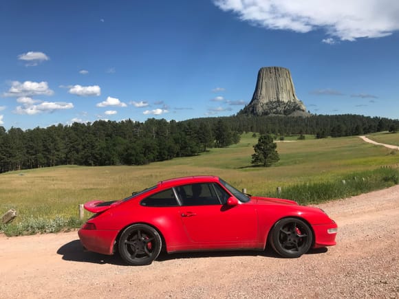 My 14 year old daughter and I climbed summited Devils Tower yesterday. She snapped this pic as we left. 
