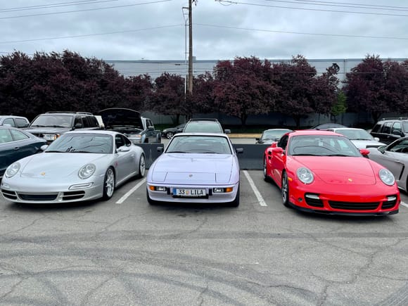 My 997 and the first 997 I ever drove sandwiching a moonstone 924