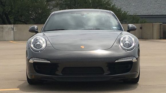 Notice the 4 LED halos on each headlight.  In less direct sun the halos are even more apparent.  In direct sun just the 4 LEDs stand out.  Both high and low beams are LEDs as well and have automatic high beam management using the camera you can see at the top center of the windshield to identify other cars.