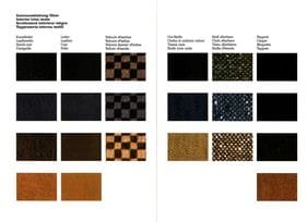 'Uni-Stoffe' is the material, came in black, tan and brown.