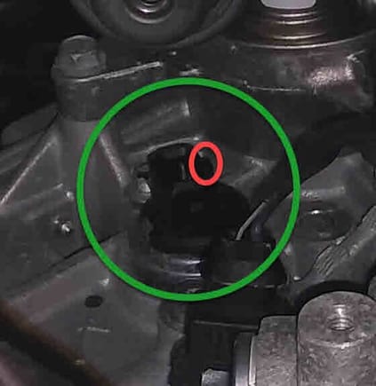 Note the offset of the electrical connection.  The red circle points out the electrical connection key
