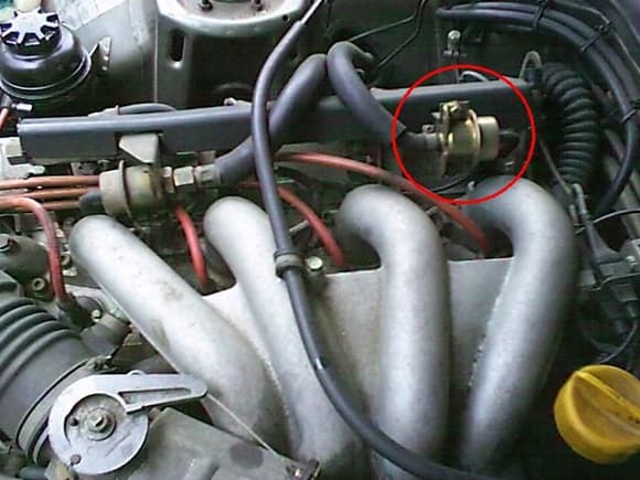 The circled one is the FPR the other is the Damper to reduce injector pulses.
