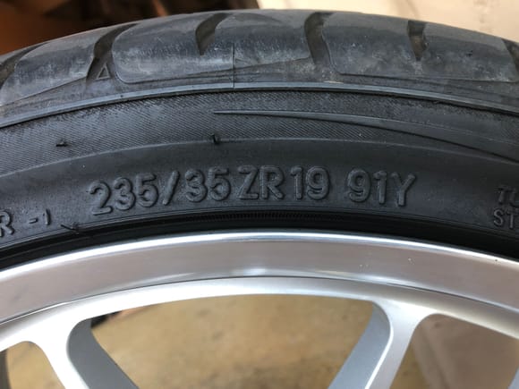 Front tire size Toyo Proxes