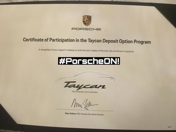 Taycan Certificate