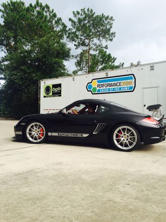 Recent Cayman R project about to be loaded up for So Cal, complete with radiators, coolers, coil overs, aero, monoball suspension, studs, nuts and a more, with a weight of 2900lbs.
