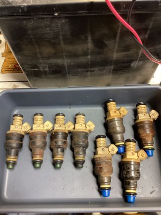 Blue was new. When I bought the car, it had sat for 16 years and the new(at the time) kit came with the sale, so I cleaned and replaced everything and tested. Hmmm