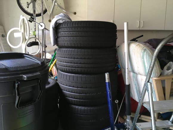 Stock tires with just 500 miles on them in garage.