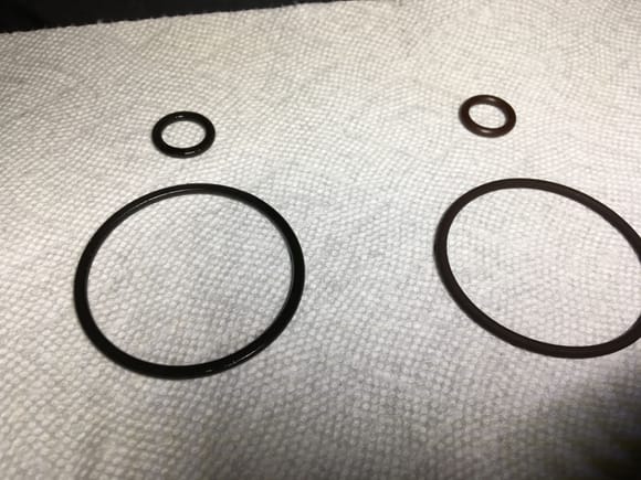 old rings on left, new on right...