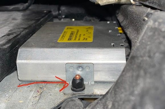9mm nut in front of unit near center console