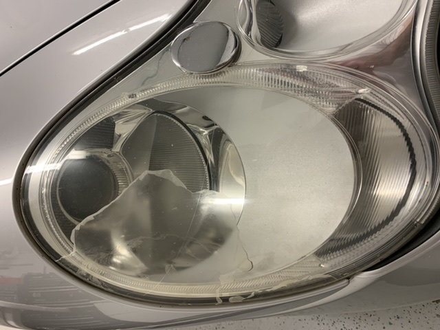 Clear protective coating on headlights Cracking?