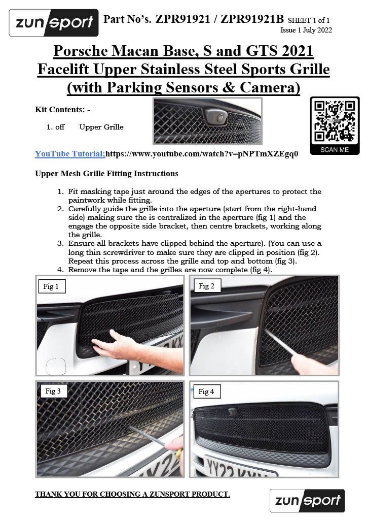 Accessories - Zunsport Front Grille Set Macan S / GTS 2021 (Facelift) and up with Surround View - New - All Years  All Models - Canyon, TX 79015, United States