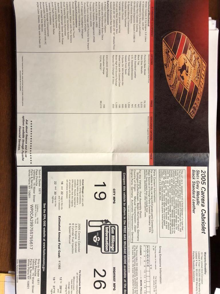 2005 Porsche 911 - SLATE GRAY METALLIC- 997 Cabriolet- Religiously Maintained, Great Spec! - Used - VIN WP0CA29975S755617 - 6 cyl - 2WD - Manual - Convertible - Gray - Great Neck, NY 11024, United States