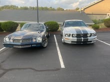 My brothers Camaro and my Mustang in Pittsburgh