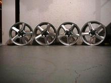 Set of 16" Meteors from a V70R, paid $160 with caps and tire stand!