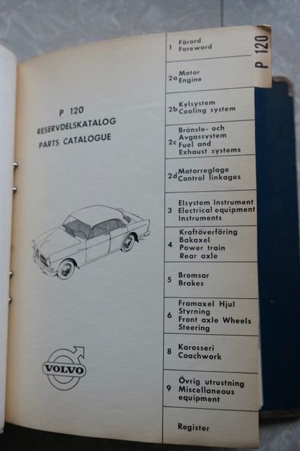 Accessories - Factory Original 1960 Volvo Parts Manual (PV B44 and early 120 series) - Used - 0  All Models - Harrisburg, PA 17111, United States