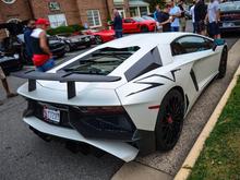 Gorgeous Matte White Lamborghini Aventador LP 750-4 SV from Maryland at Katie's Coffee House in Virginia. Photo from Alejandro Aviles.