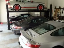 Porsche 911 Turbos x 2 and GT3 on the ramp