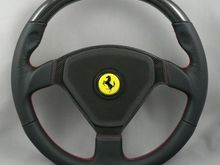 MAcarbon Ferrari 360 cs wheel carbon top only, with thin stripe and red stitching