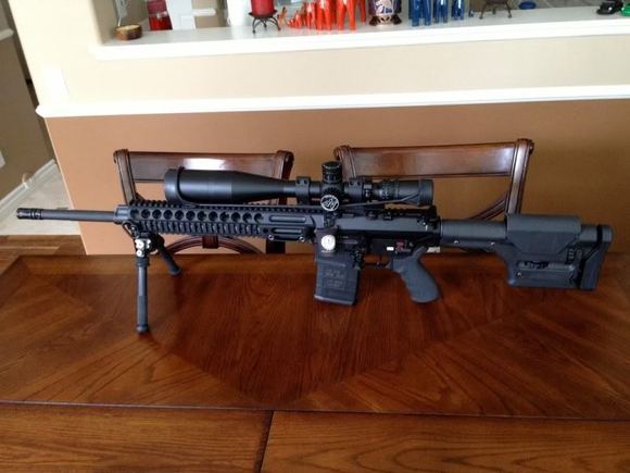 LMT AR10 / magpie PRS stock,Atlas Bipod, night force glass