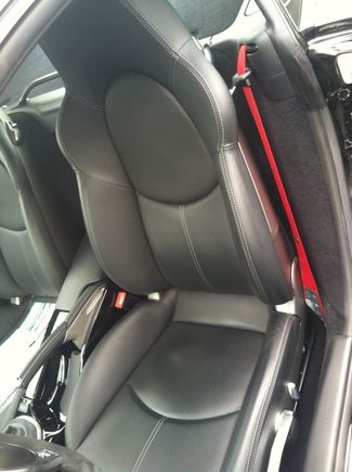 all leather seats, red belts