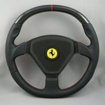 MAcarbon Ferrari 360 cs wheel carbon top only, with thin stripe and red stitching