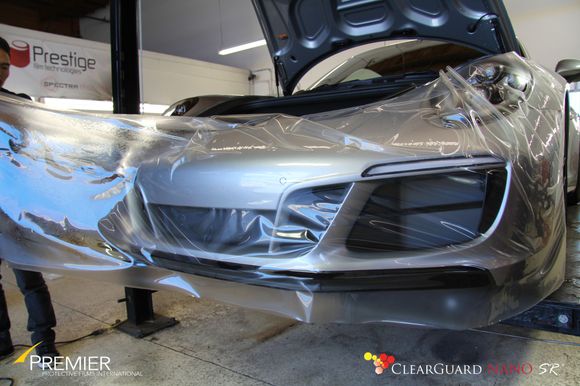 Our Signature Custom Installation is done with one piece of film on this front bumper to eliminate about 95% of the seams that are normally found in Pre-cut kits.